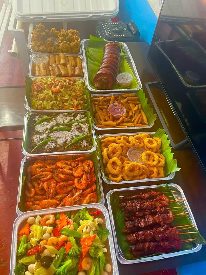 Party catering set laid out for a gathering